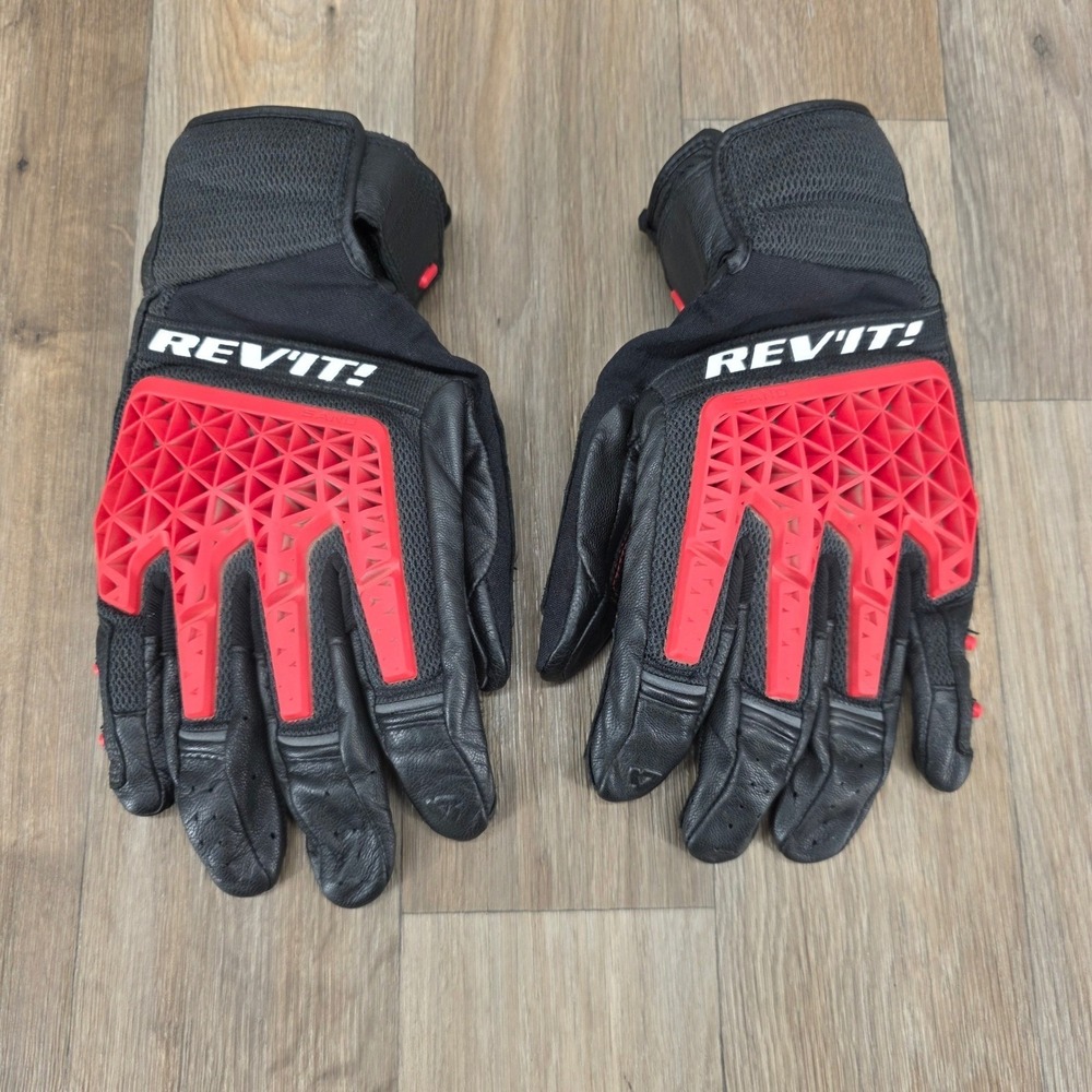REV IT! Sand 4 Men's‎ 3XL Black Red Adventure Motorcycle Riding Leather Gloves